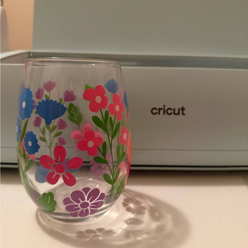 Floral Glass with Colorful Flowers